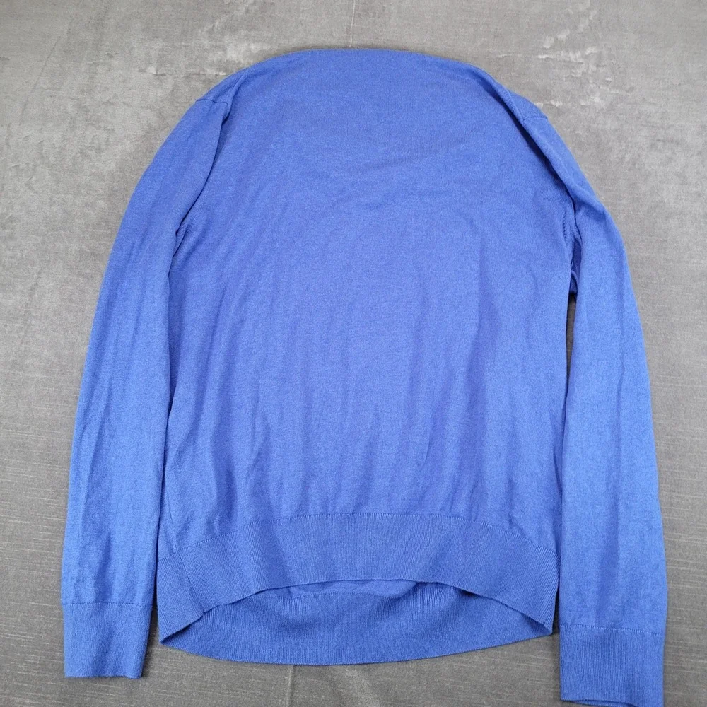 Banana Republic Luxury‎ Blend V Neck Sweater Mens XL Blue Silk Cotton Cashmere